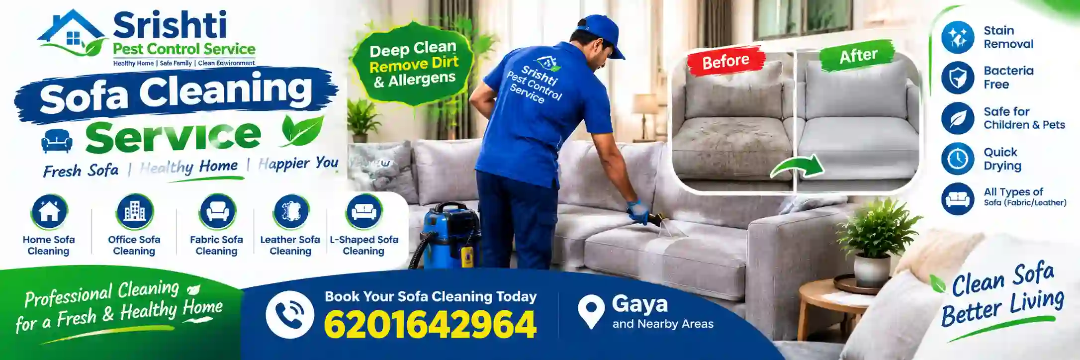 Are you looking best Sofa cleaning service in gaya - Srishti Pest Control Service in Gaya Ji
